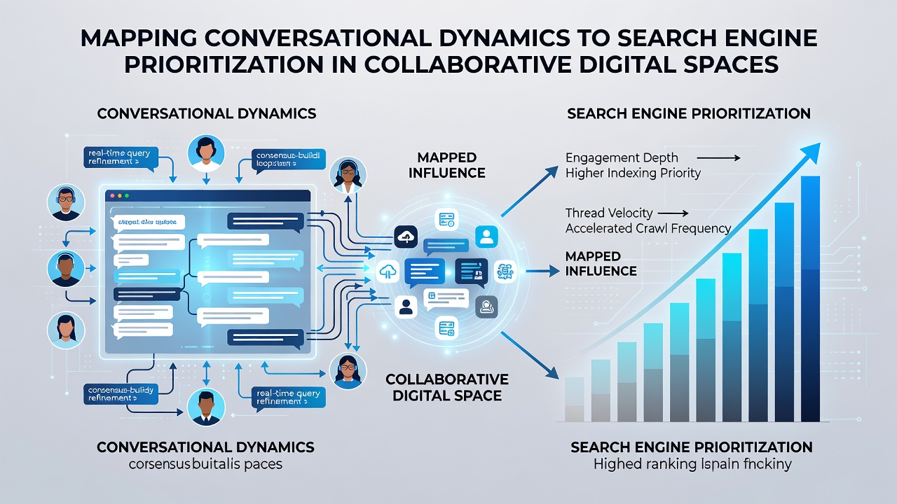 Diagram showing group interaction flows mapped onto search result positioning metrics
